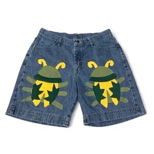 Custom Patchwork Denim Jorts Beetle Design Size 12